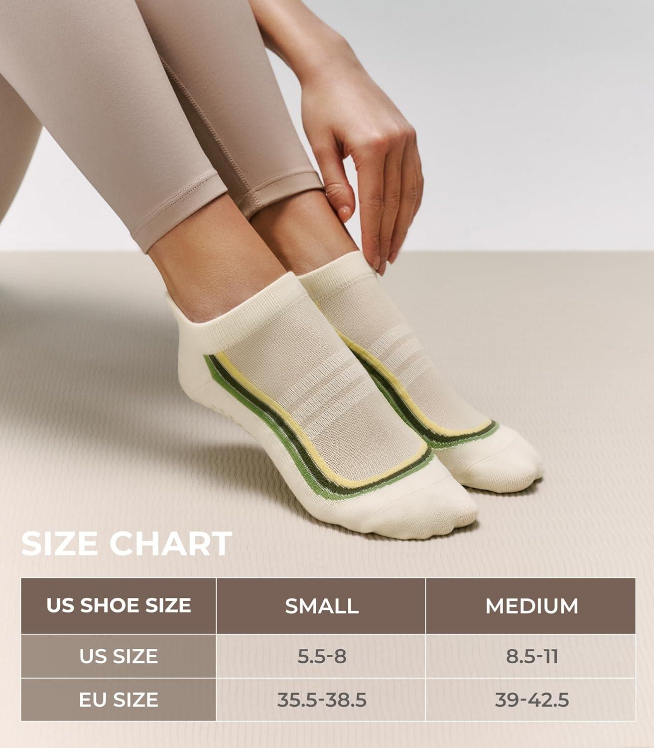 image:imageFITRELL Pilates Socks for Women Ankle Yoga Non Slip Grip Socks for Barre Hospital Gym 5 PairsPinkneon Blackbluepinkbeige