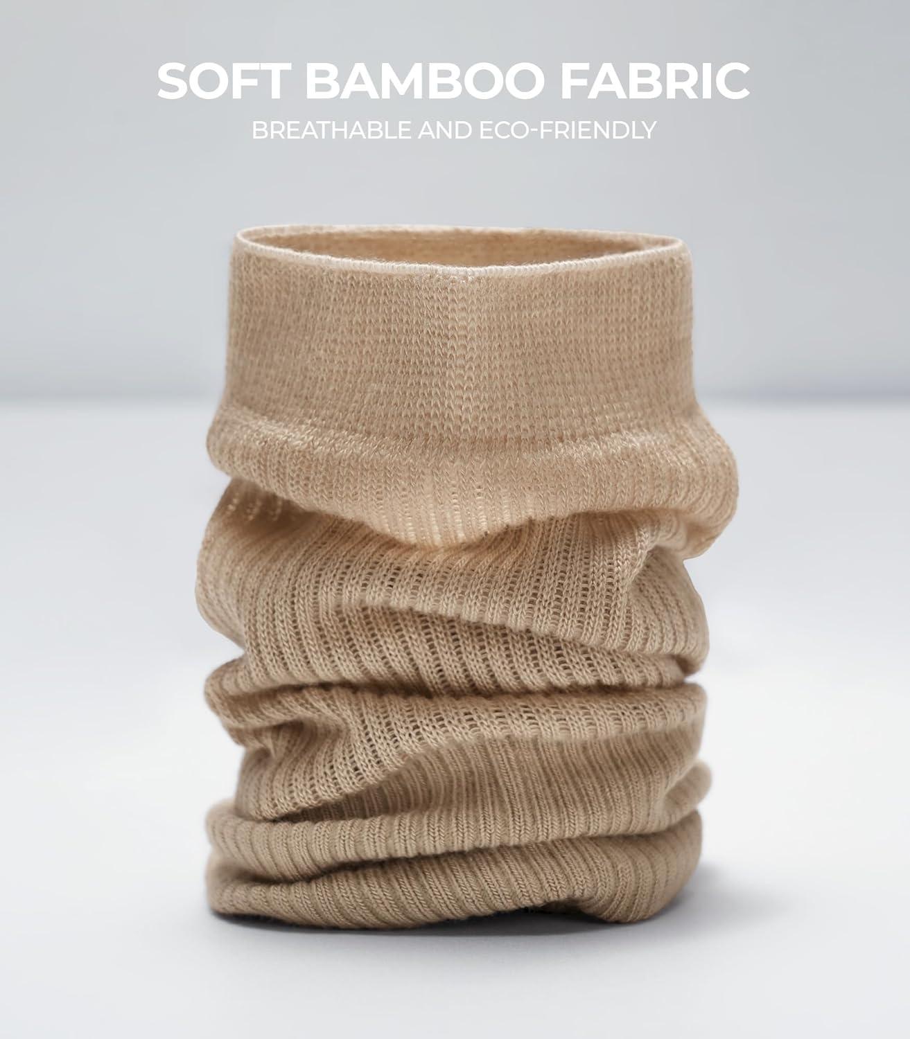 image:imageFITRELL Womens Soft Bamboo Rayon Dress Socks Thin Non Binding Breathable Calf Crew Scrunch Socks for Casual Trouser 5 PairsBrownDark BrownKhakiCreamWhite