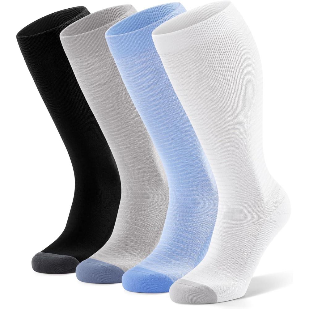 image:imageFITRELL 4 Pairs Compression Socks for Women amp Men 1520mmHg Circulation Support for Athletic Travel Daily Wear01blackgreybluewhitewide Calf